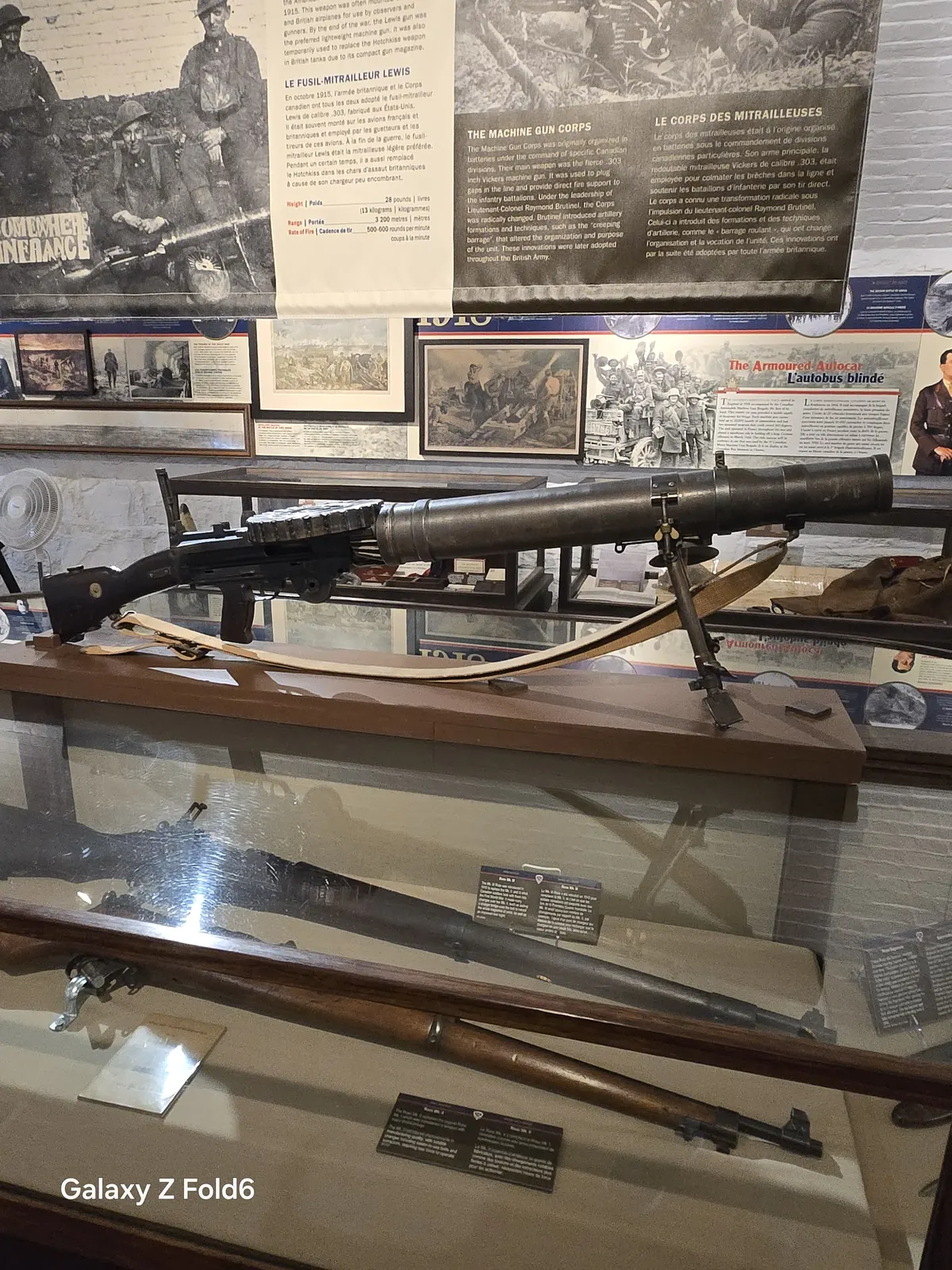 the cruise hq rifles and a light machine gun in a glass display case at halifax citadel