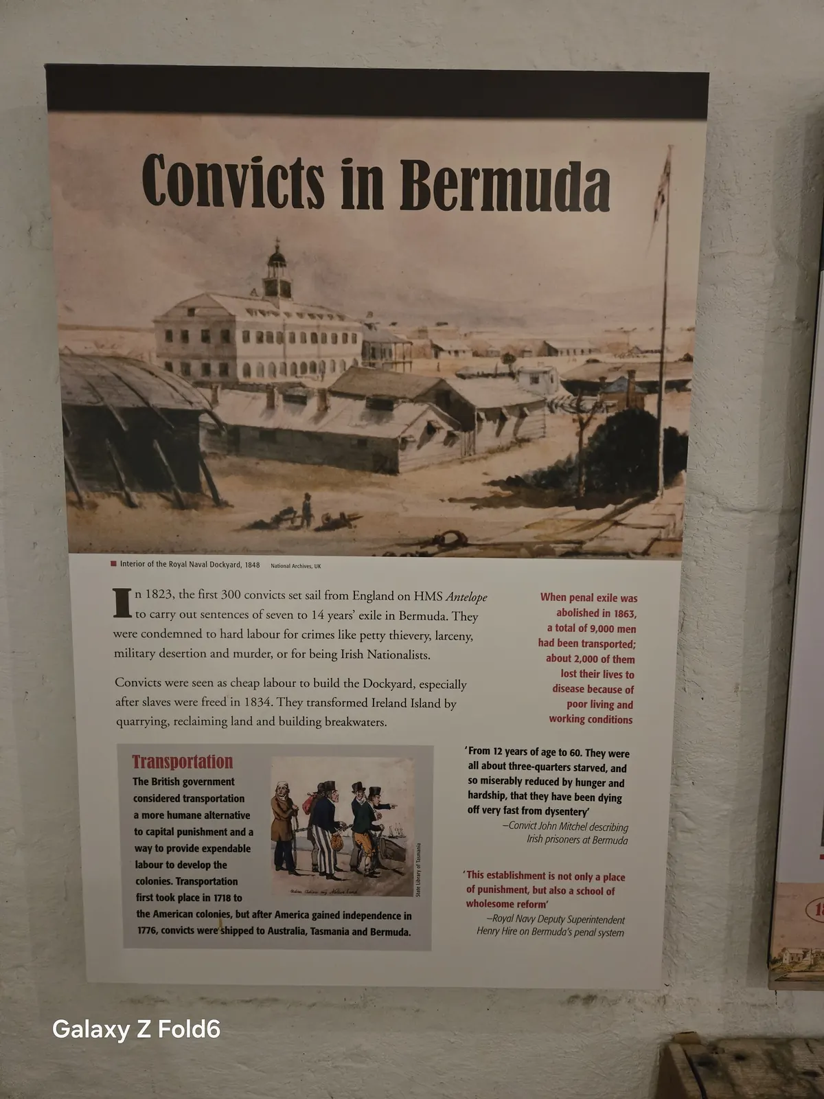 the cruise hq exhibit panel titled convicts in bermuda about convict labour at royal naval dockyard