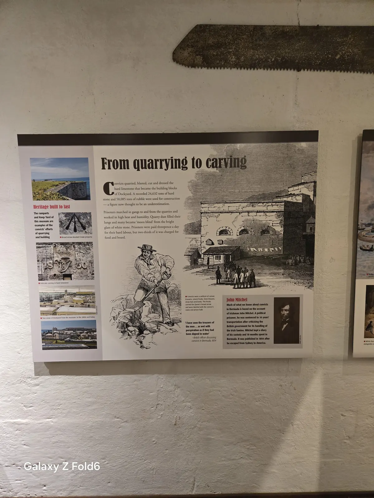 the cruise hq exhibit panel titled from quarrying to carving at the national museum of bermuda royal naval dockyard
